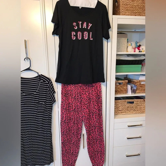Stay Cool Pink/Black Pajama Jogger Set 3X‎ - Picture 2 of 6